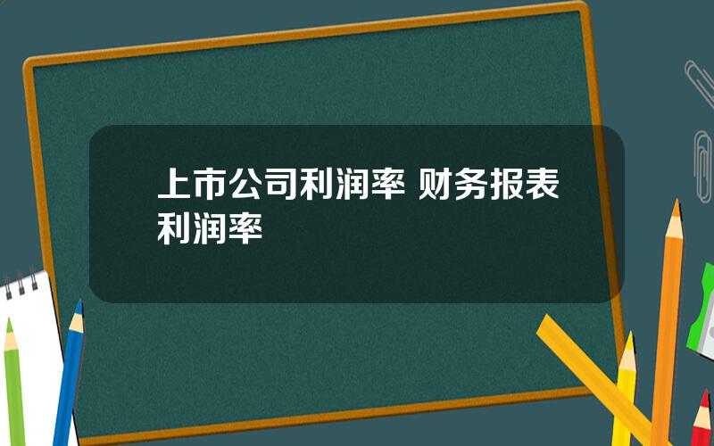 上市公司利润率 财务报表利润率